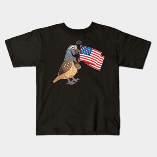 Quail American Flag USA Kids T-Shirt